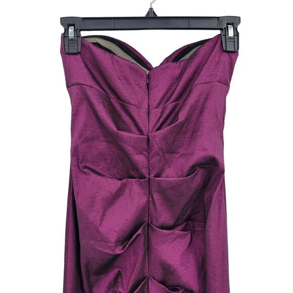 Vintage 80's Xscape Gown Strapless Gathered Mermaid Fishtail Goth Punk Purple XS - Picture 10 of 17